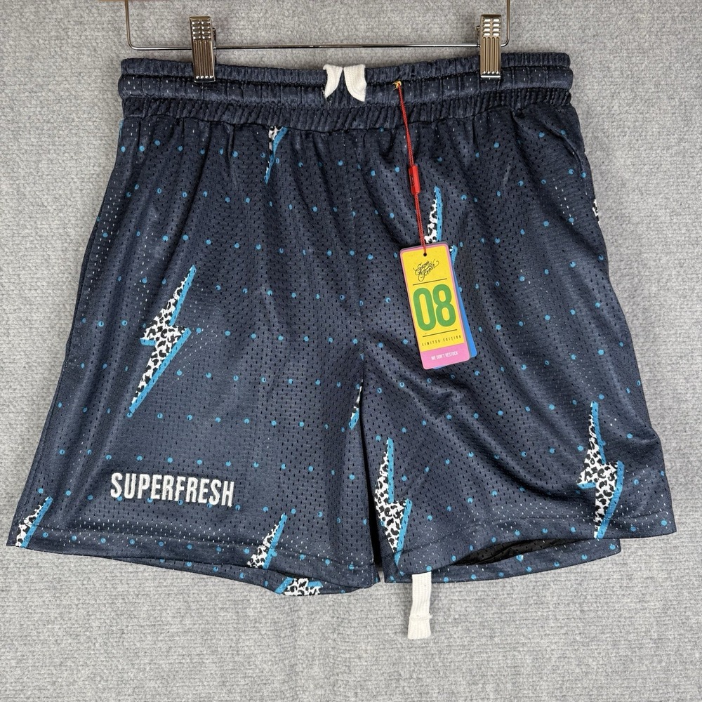 Super Fresh Shorts Men's Size Small Limited Edition Blue Lightning Bolts 5" NWT